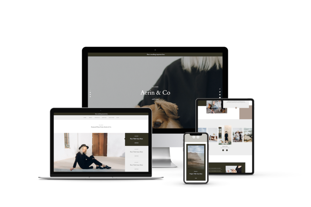 Showit vs Squarespace - Mockup of Aerin Showit Website Template for creatives and service-based entrepreneurs